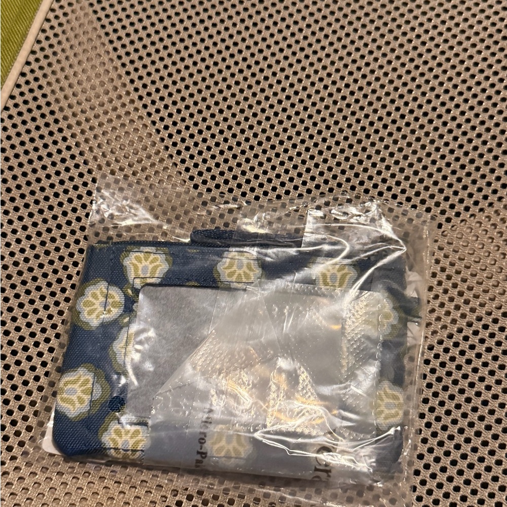 Vera Bradley Navy Blue Floral Card Wallet with Yellow Accents